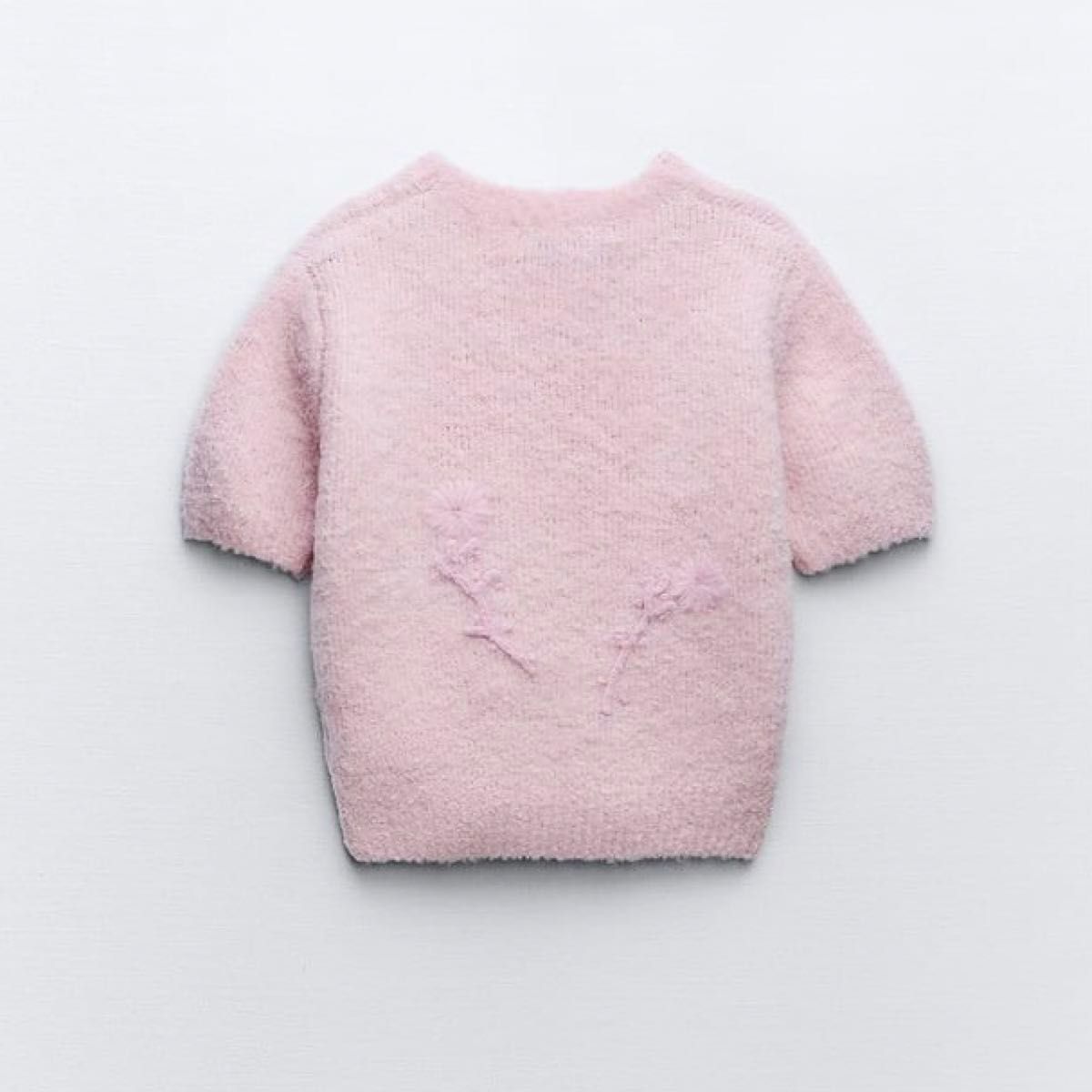 ZARA フラワー 刺繍 モチーフ ニットセーター ピンク S 花 桜 ZARA フラワー 刺繍 モチーフ ニットセーター ピンク S 花 桜