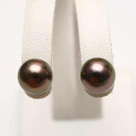 正式的 タヒチ黒蝶真珠パールピアス 7mm グリーンカラー K14WG製 真珠