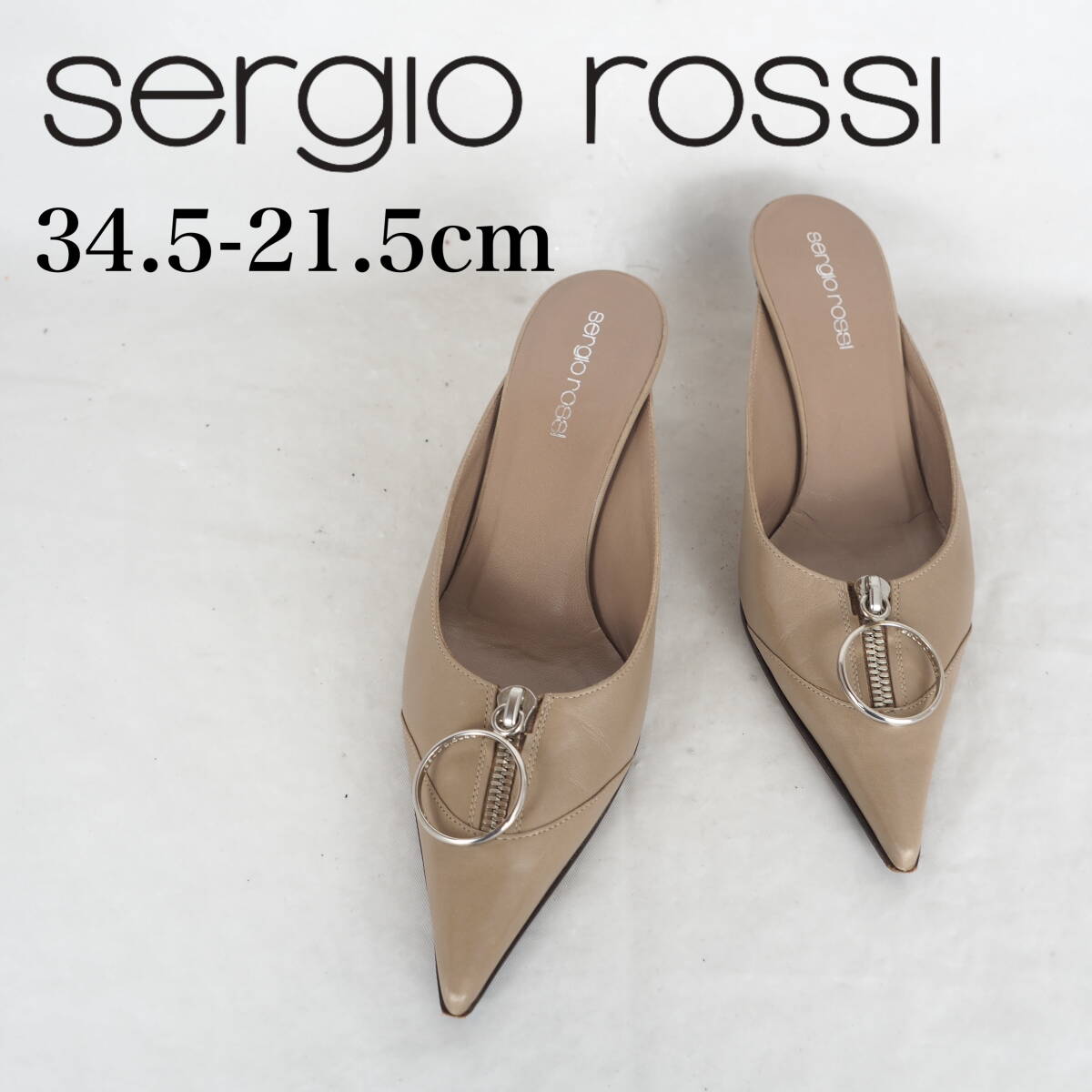 MK4835*sergio rossi*セルジオロッシ*レディースミュール*34.5-21.5cm*茶系の画像1