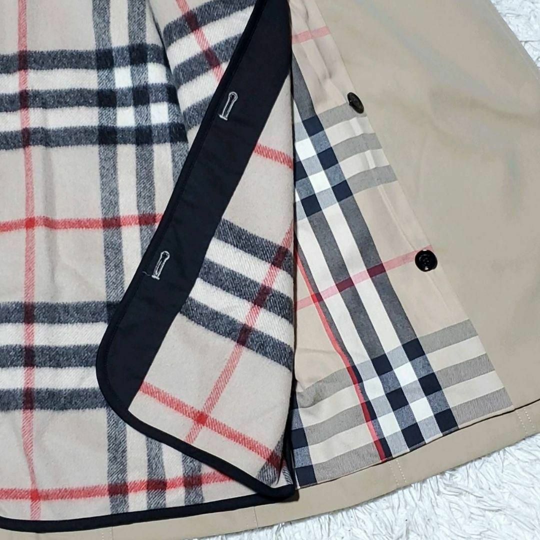 美品 M バーバリー カシミヤ ウール ライナー トレンチコート ベージュ 大判ノバチェック イングランド製 BURBERRY メガチェック カシミア_画像6