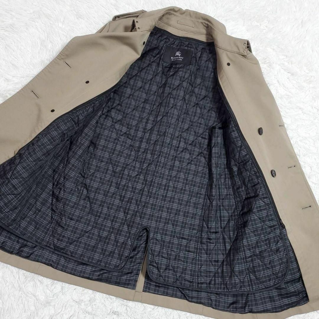 美品 L バーバリーブラックレーベル トレンチコート ベージュ チェック 中綿 キルティング ライナー BURBERRY BLACK LABEL ノバチェック_画像6