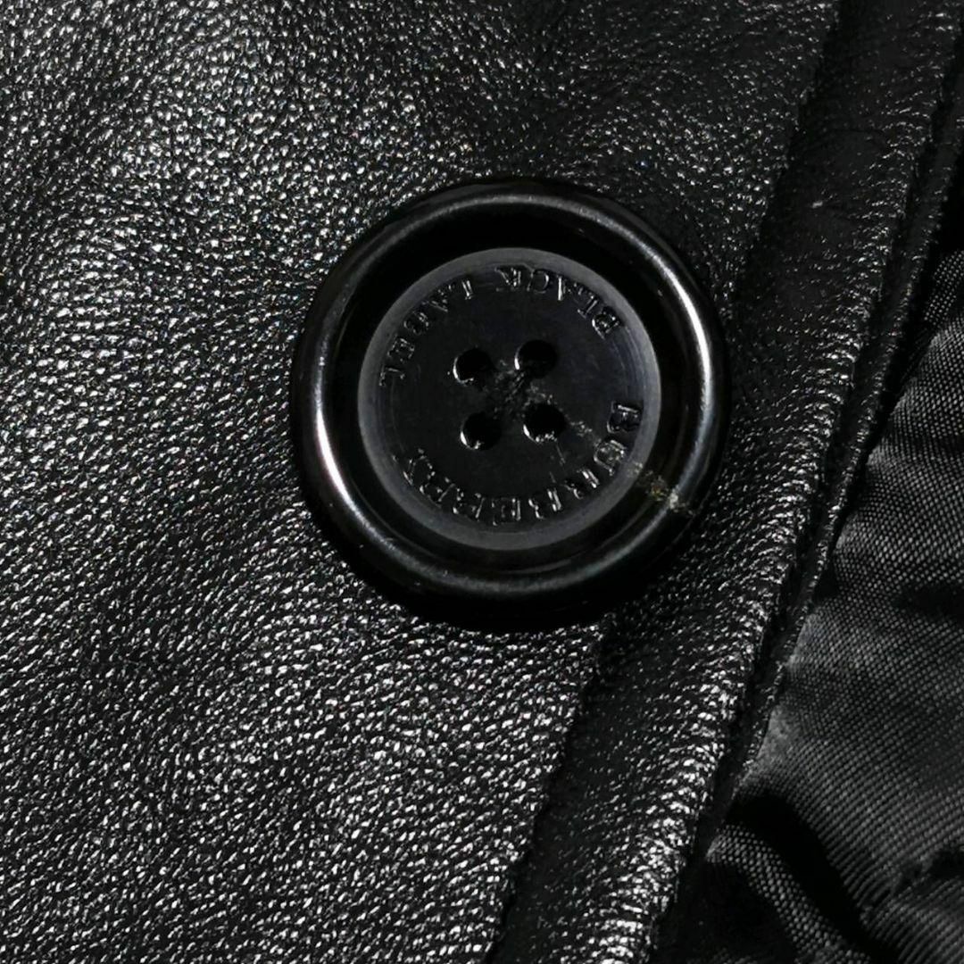 極美品 XL バーバリーブラックレーベル 羊革トレンチコート 黒 ラビットファー 中綿ダイヤモンドキルティング ラムレザー シープ 黒 ベルト
