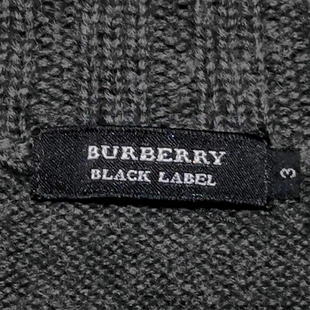 極美品 L バーバリーブラックレーベル ニット ジャケット 灰 ホースロゴ ノバチェック BURBERRY BLACK LABEL ブルゾン グレー 3_画像7