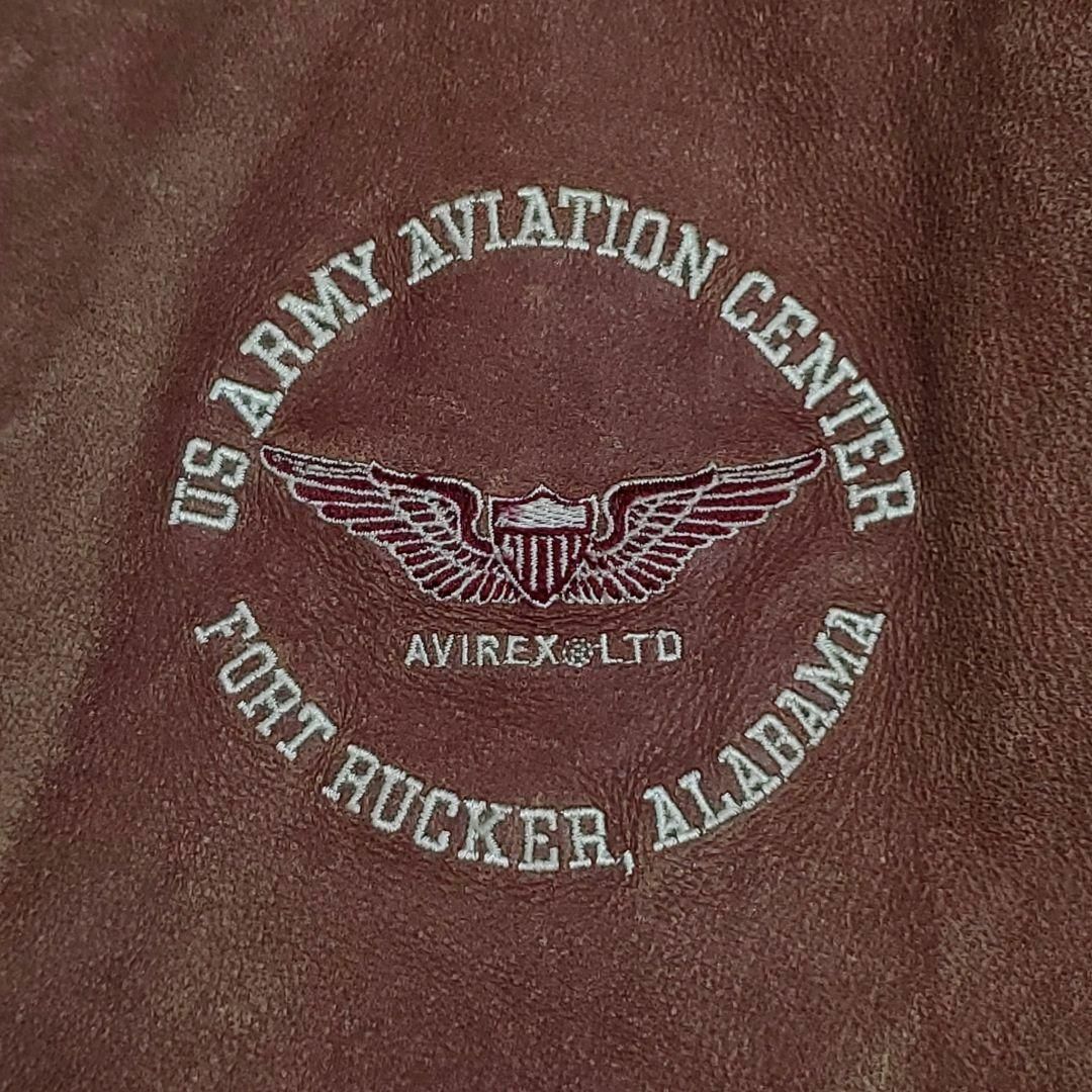 XL Avirex all leather stadium jumper red cotton inside quilting the back side big Logo AVIREX cow leather kau leather original leather blouson outer red 