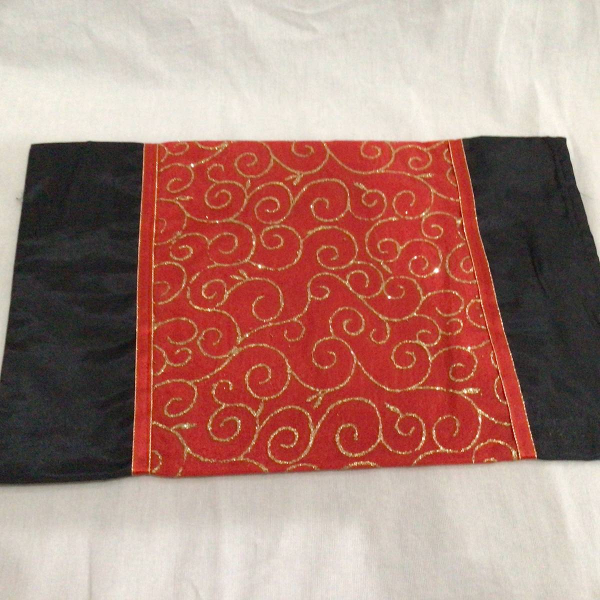 ティッシュ カバー 布 ケース 赤 金刺繍 約37×24㎝ アジアンテイスト タイ 送120_画像4