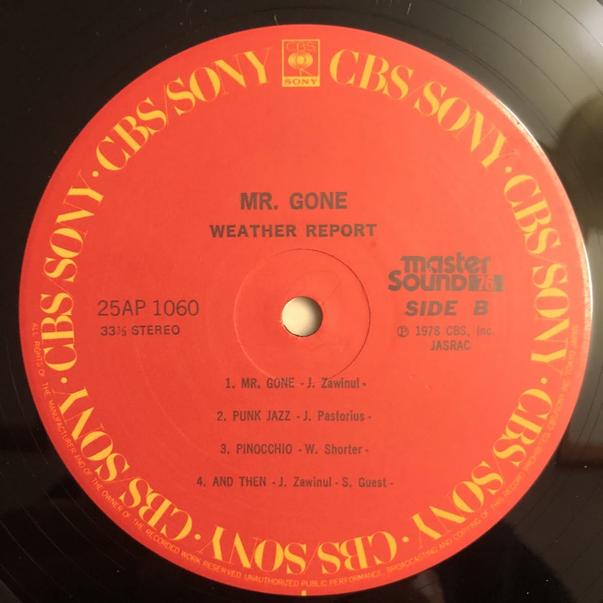 LP MASTER SOUND高音質盤 WEATHER REPORT ウェザー・リポート/MR. GONE ミスター・ゴーン[国内盤:帯以外の付属品完備(インサート,専用SLV)]_画像6