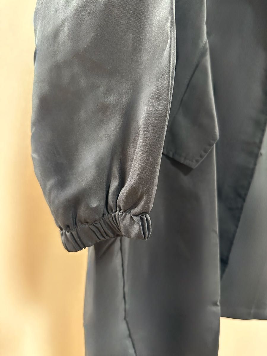 ブラック　ロングコート　秋　冬　コート　5L 大きいサイズ　フード付き　韓国
