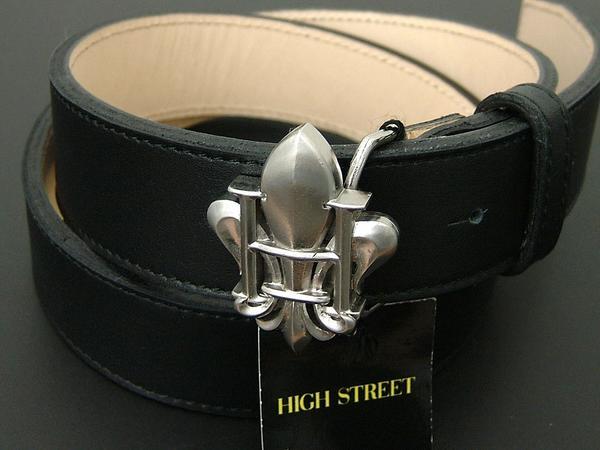 新品 ハイストリート ユリ紋章ベルト本革レザー黒HIGHSTREET546_画像2