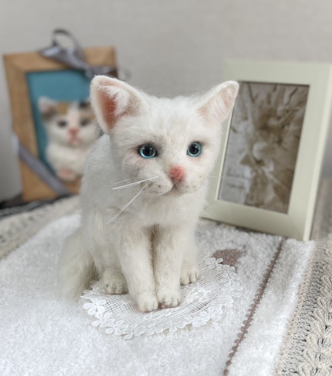 「白猫」羊毛フェルト 猫ちゃん 猫 ハンドメイド @白猫_画像1