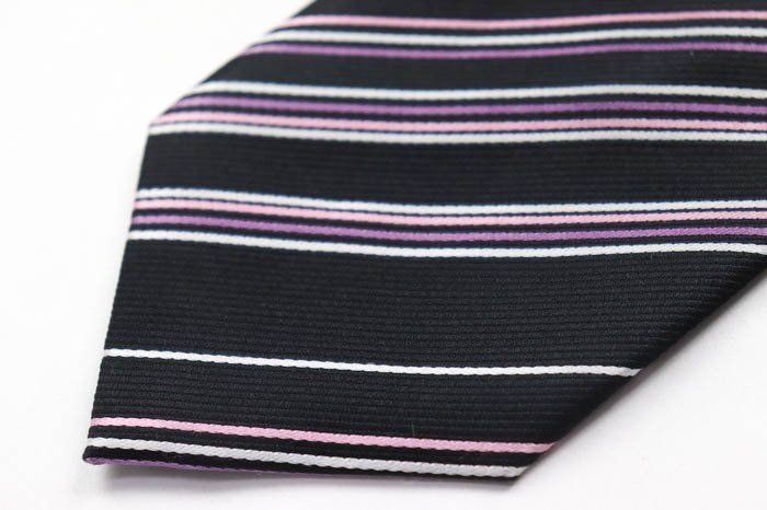  Benetton brand necktie silk stripe pattern men's black BENETTON