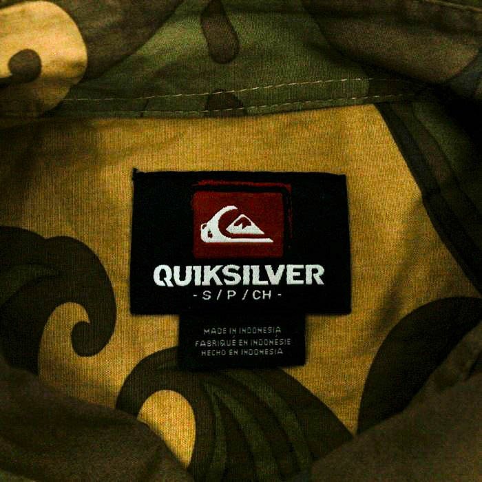 クイックシルバー シャツ 半袖 コットン100% トップス メンズ Sサイズ カーキ Quiksilver_画像3