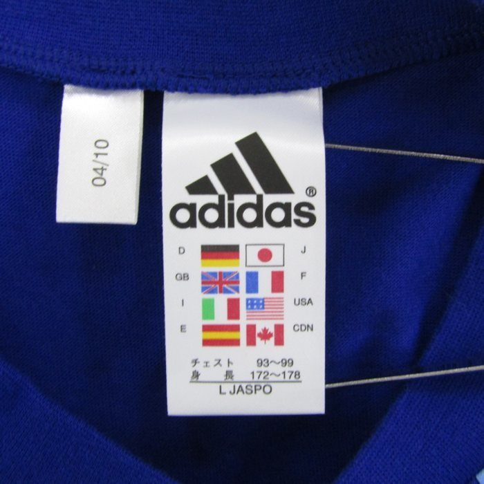 アディダス 半袖Tシャツ サッカー 日本代表 JFA ユニフォーム スポーツウエア メンズ Lサイズ ブルー adidas_画像3