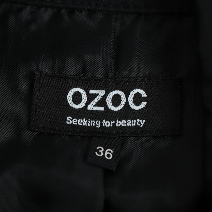オゾック トレンチコート スプリングコート 無地 アウター 黒 レディース 36サイズ ブラック OZOC_画像3