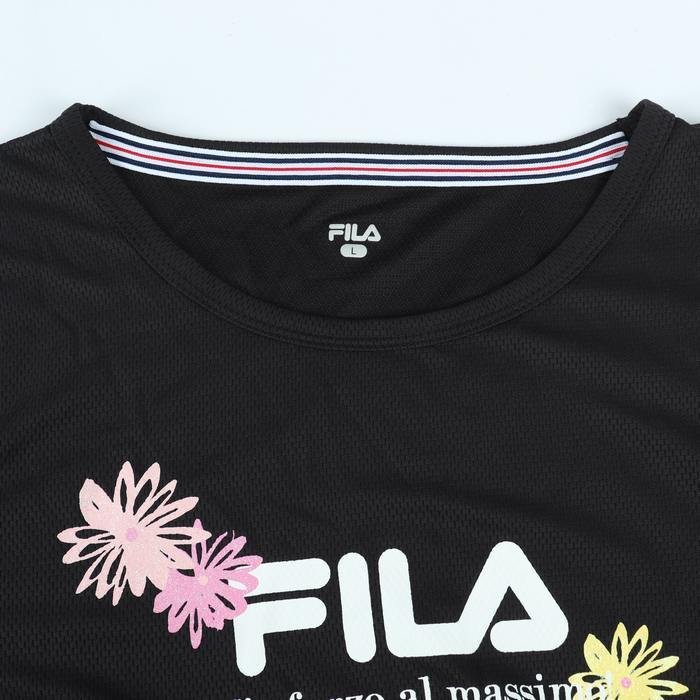 フィラ 長袖Tシャツ グラフィックT 花柄 スポーツウエア レディース Lサイズ ブラック FILA_画像4