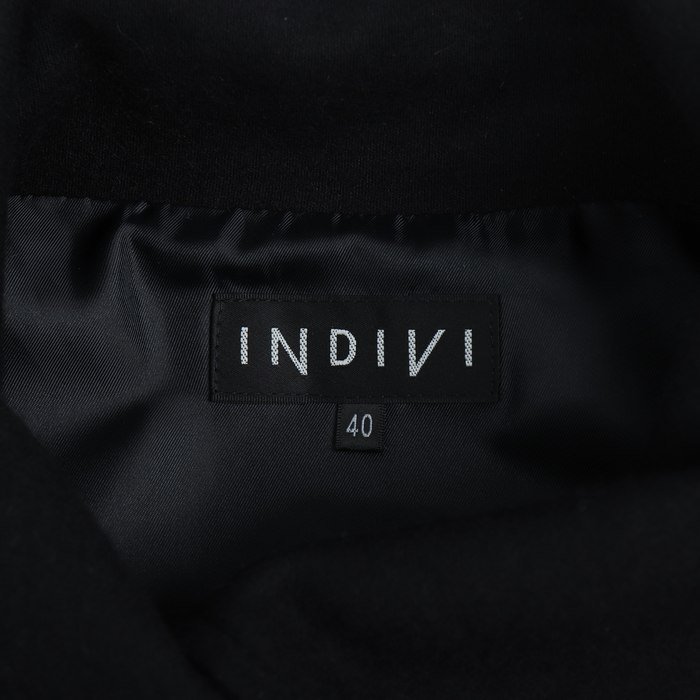 インディヴィ ブルゾン アウター ジャケット ポンチョ 入学式 卒園式 ウール混 レディース 40サイズ ブラック INDIVI_画像3