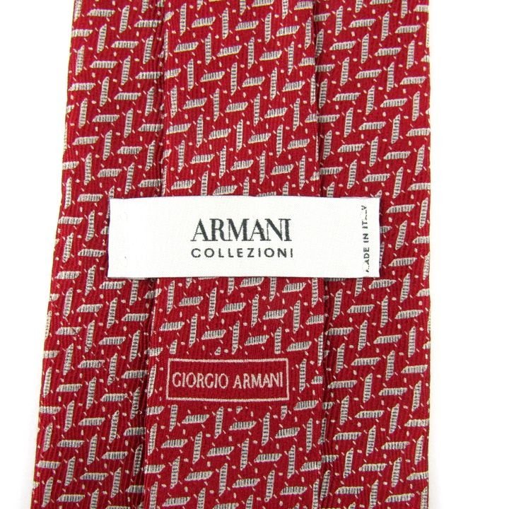 アルマーニコレッツォーニ ブランドネクタイ ワイドタイ ヘリンボーン柄 シルク イタリア製 メンズ レッド ARMANI COLLEZIONI_画像3