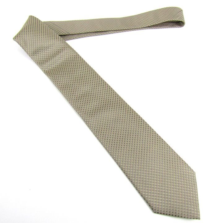 Hugo Boss brand necktie check pattern silk Italy made men's gray HUGO BOSS