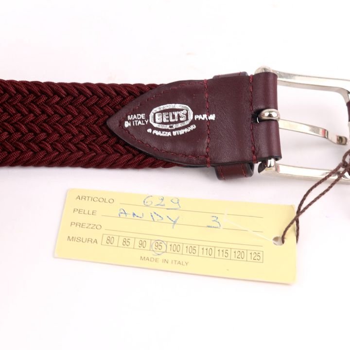 ベルツ ベルト 未使用 メッシュ/レザー 95 イタリア製 パルマ ブランド 小物 メンズ ワインレッド belts-Parma_画像2