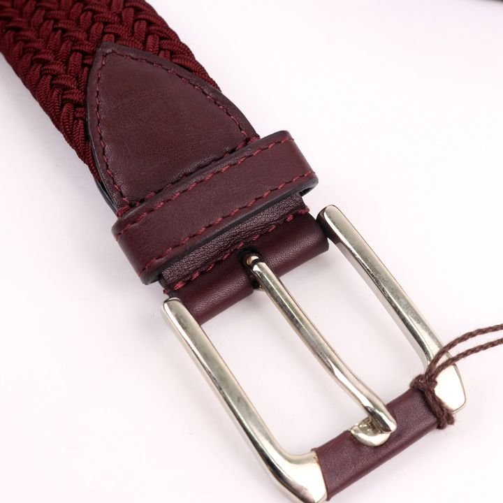 ベルツ ベルト 未使用 メッシュ/レザー 95 イタリア製 パルマ ブランド 小物 メンズ ワインレッド belts-Parma_画像4