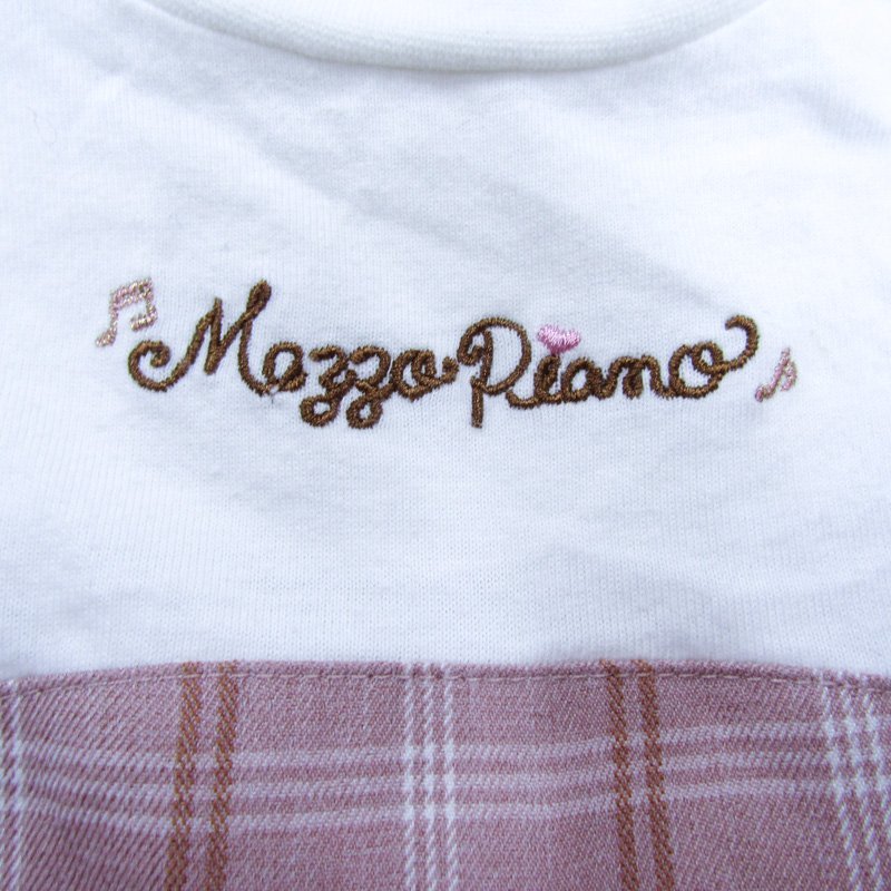 メゾピアノ カットソー 長袖Tシャツ レイヤード風 キッズ 女の子用 130サイズ ホワイト×ピンク mezzo piano_画像6