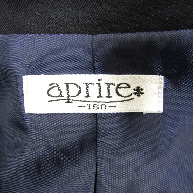 アプリール スーツ ジャケット チェック柄スカート フォーマル 卒業式 キッズ 女の子用 160サイズ ブラック aprire_画像3