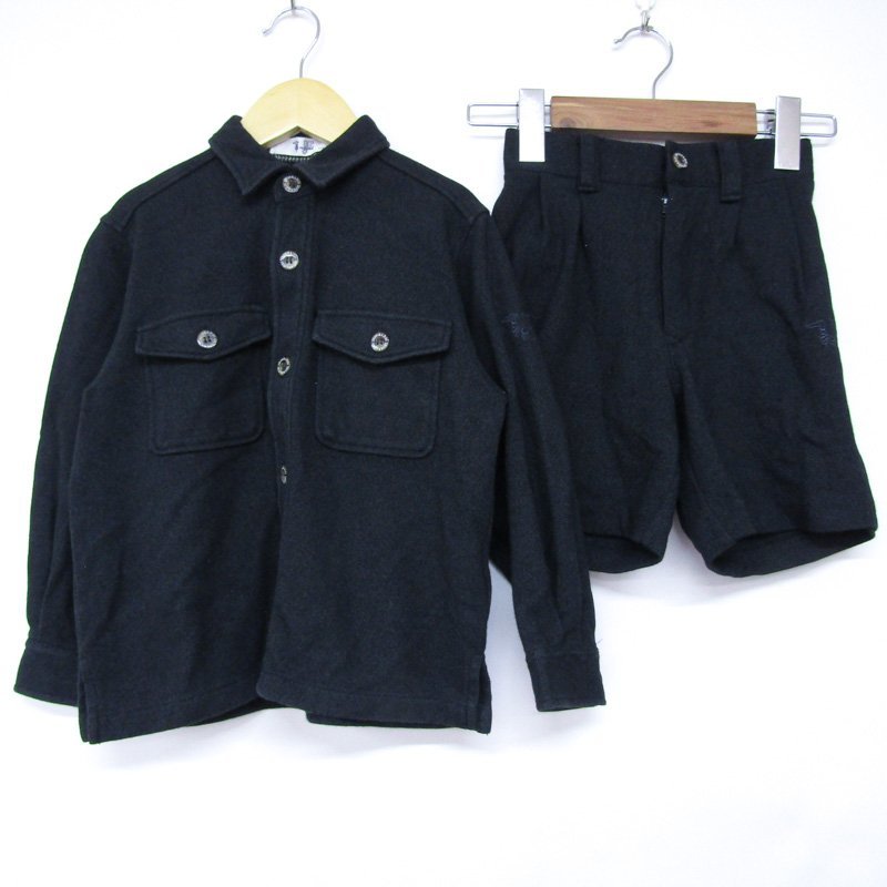 トラサルディ 上下セットアップ シャツジャケット 半ズボン 日本製 キッズ 男の子用 110サイズ ブラック TRUSSARDI_画像1