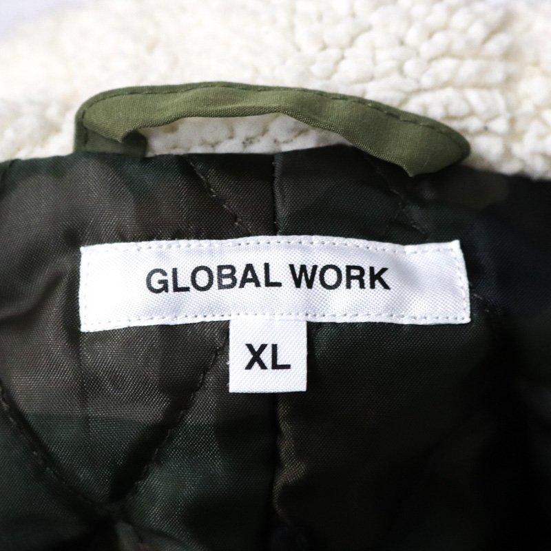 グローバルワーク モッズコート ファー付き アウター キッズ 男の子用 XLサイズ カーキ GLOBAL WORK_画像3