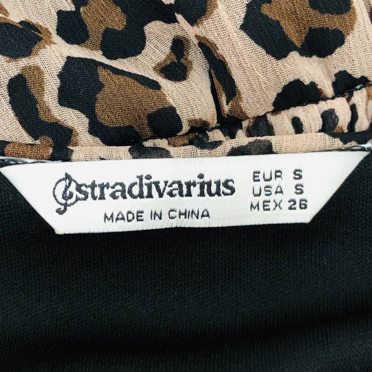 z1077 美品 stradivarius ストラディバリウス ワンピース ロング 薄手 透け感 裏地 S レオパード レディース エレガントガーリーチック_画像8