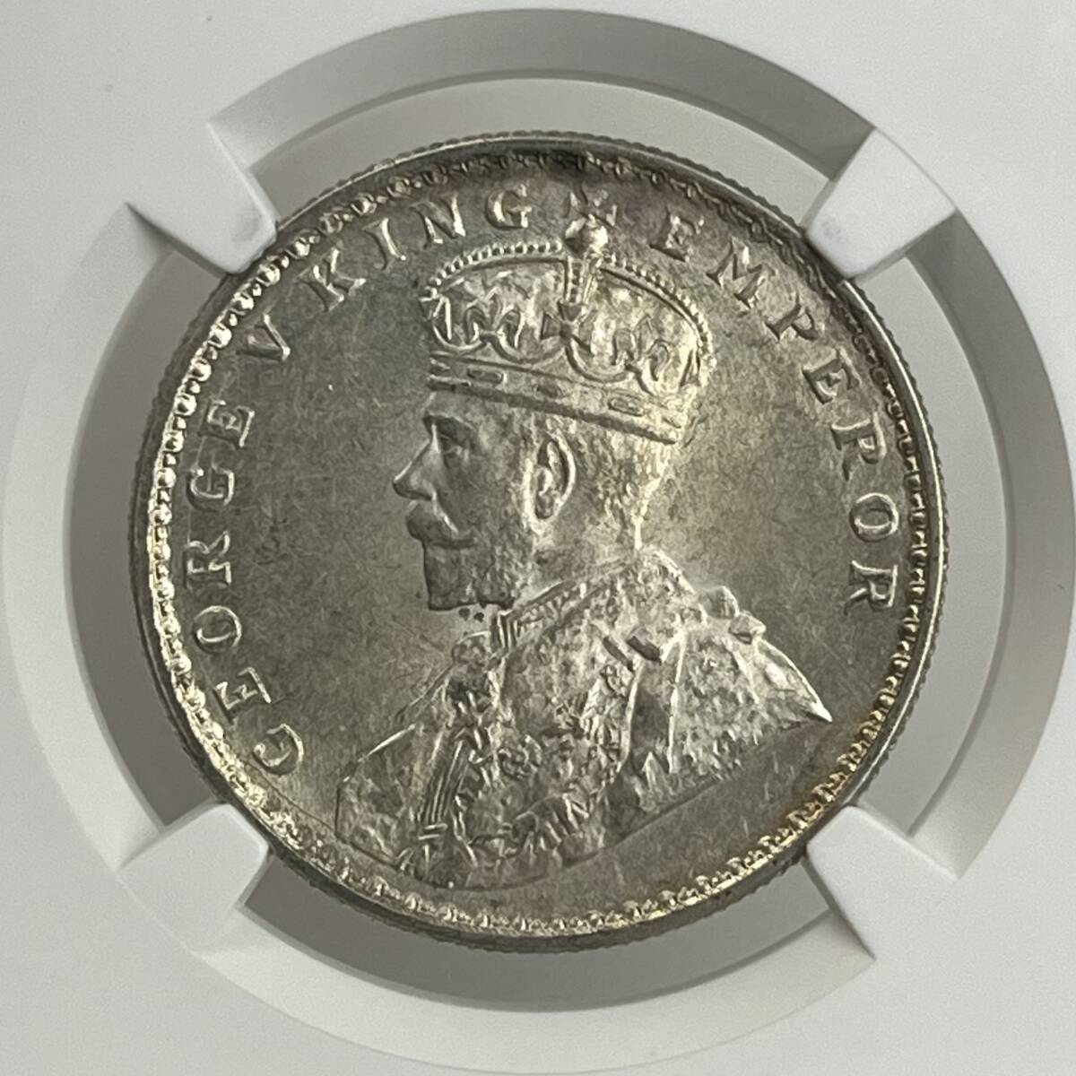 1919C 英領インド 1ルピー 銀貨 NGC MS63 ジョージ5世　アンティークコイン 貨幣 硬貨 銀貨 金貨 世界 (管理C11)_画像1