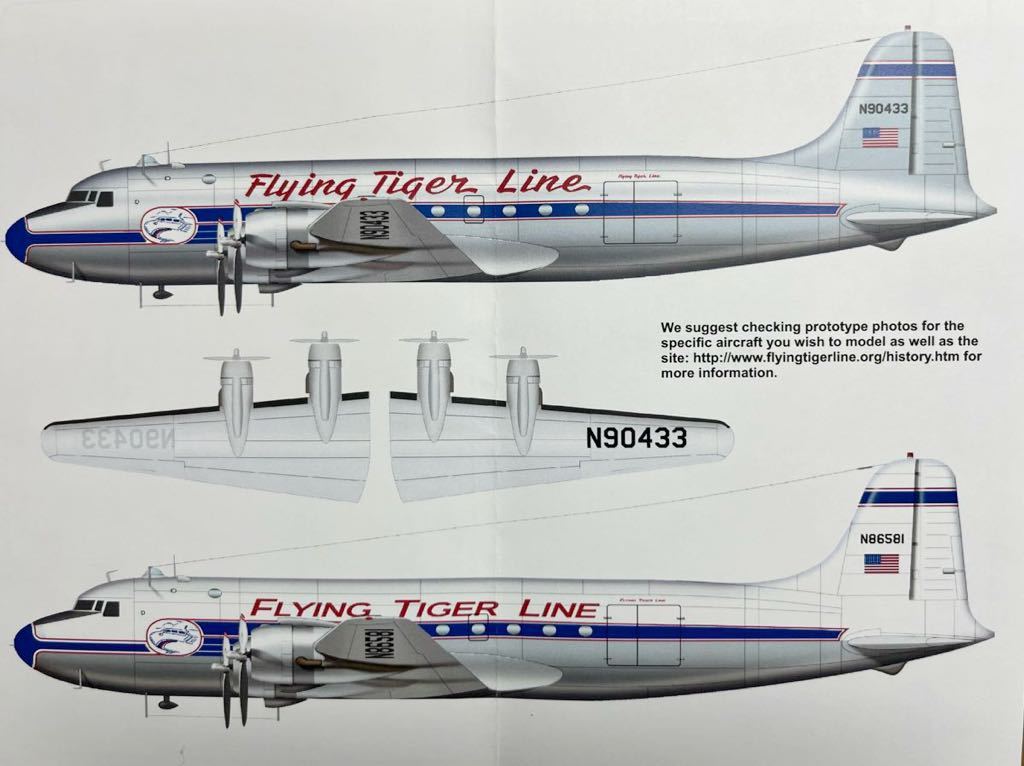 1/72 DRAW Decal フライングタイガー航空 ダグラスDC-4-3(C-54)デカール_画像2