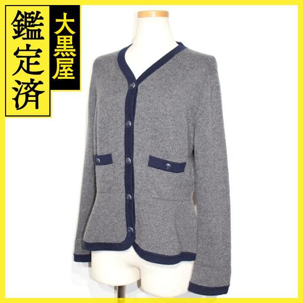 CHANEL Chanel clothes cardigan lady's 40 gray | navy cashmere 2148103622175 [200]