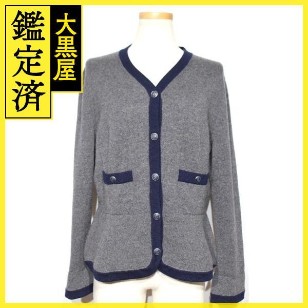 CHANEL Chanel clothes cardigan lady's 40 gray | navy cashmere 2148103622175 [200]