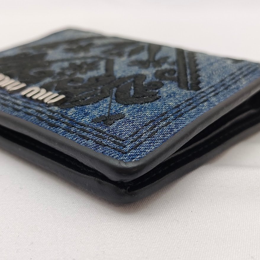 【大黒屋82】MIU MIU ミュウミュウ 財布 二つ折財布 ブルーデニム 返品交換不可_画像8