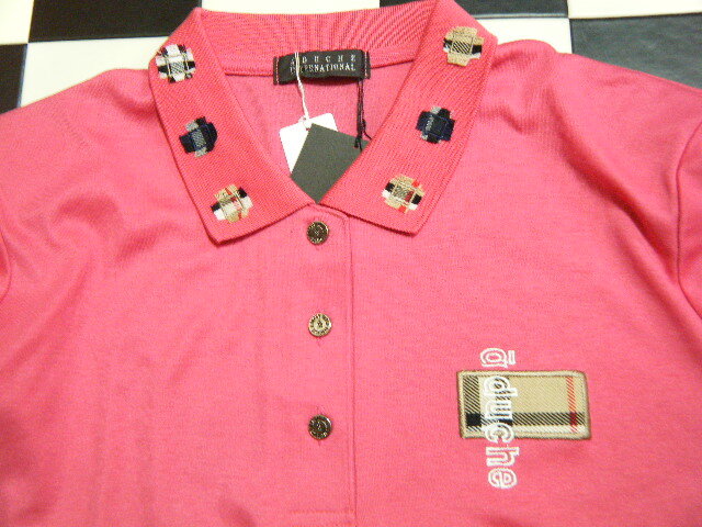 ADUCHE INTERNATIONAL　半袖ポロシャツ　サイズF　R7877　未使用タグ付き　ピンク系_画像4