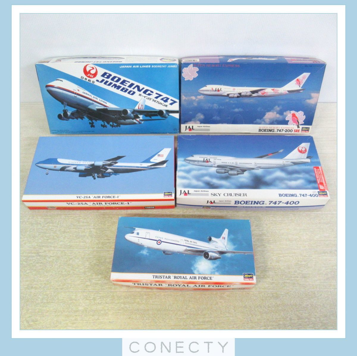 未組立 ハセガワ 1/200 日本航空 ボーイング 747 リゾッチャ パープル/ダッシュ 400/エアフォース 計5点セット HASEGAWA【K1【S3_画像1