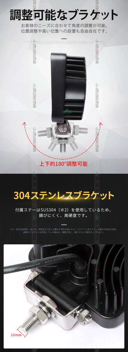 msm921S【3台】農業機械 建設機械 LED 作業灯 広角 拡散 27W タイヤ灯 補助灯 ワークライト LED 12V 24V 軽トラ 荷台灯 防水 重機 1年保証_画像7