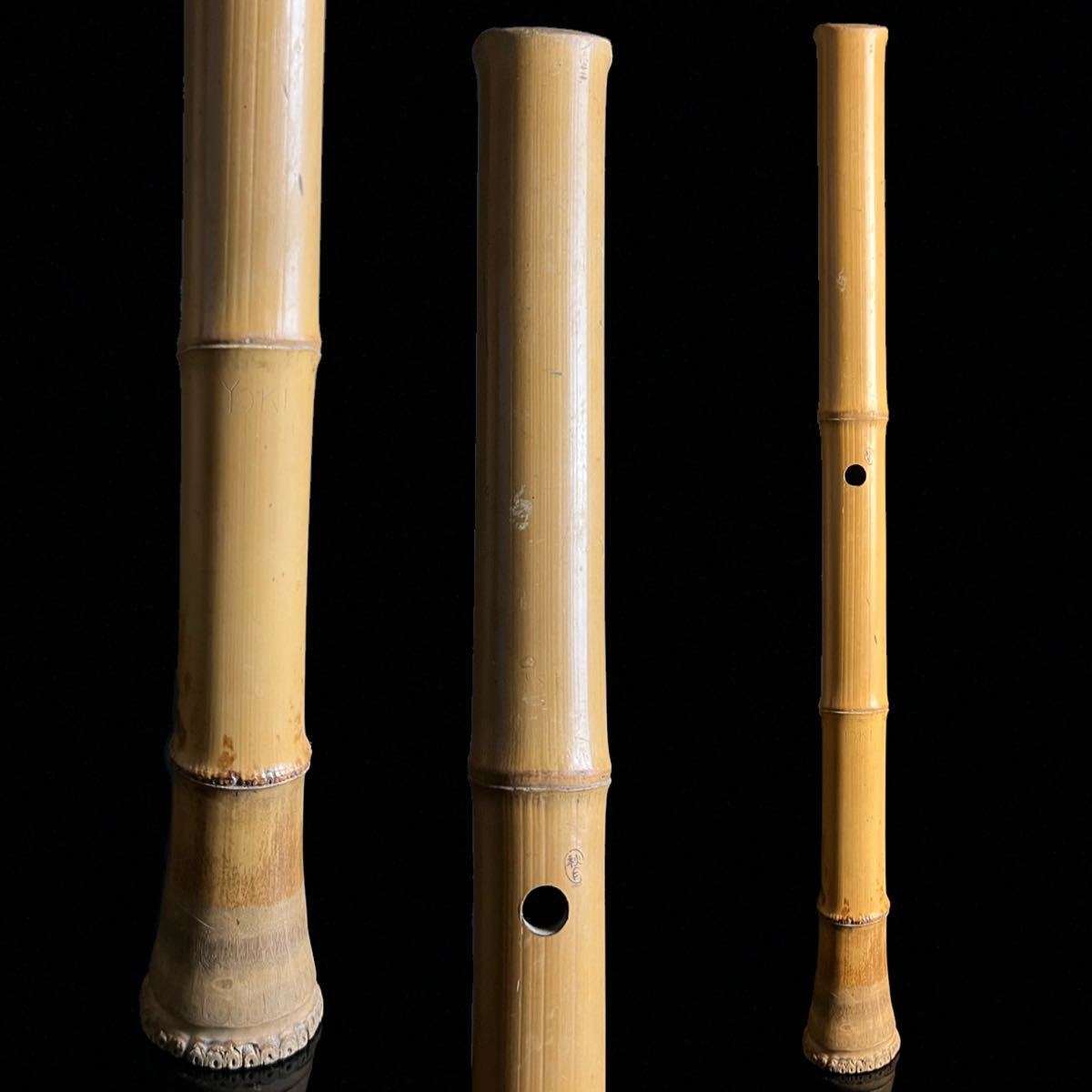 ◇鸛◇ 古美術品 竹製 秋月銘 尺八 1尺7寸 木管楽器 和楽器 高級品 時代 唐物骨董_画像3