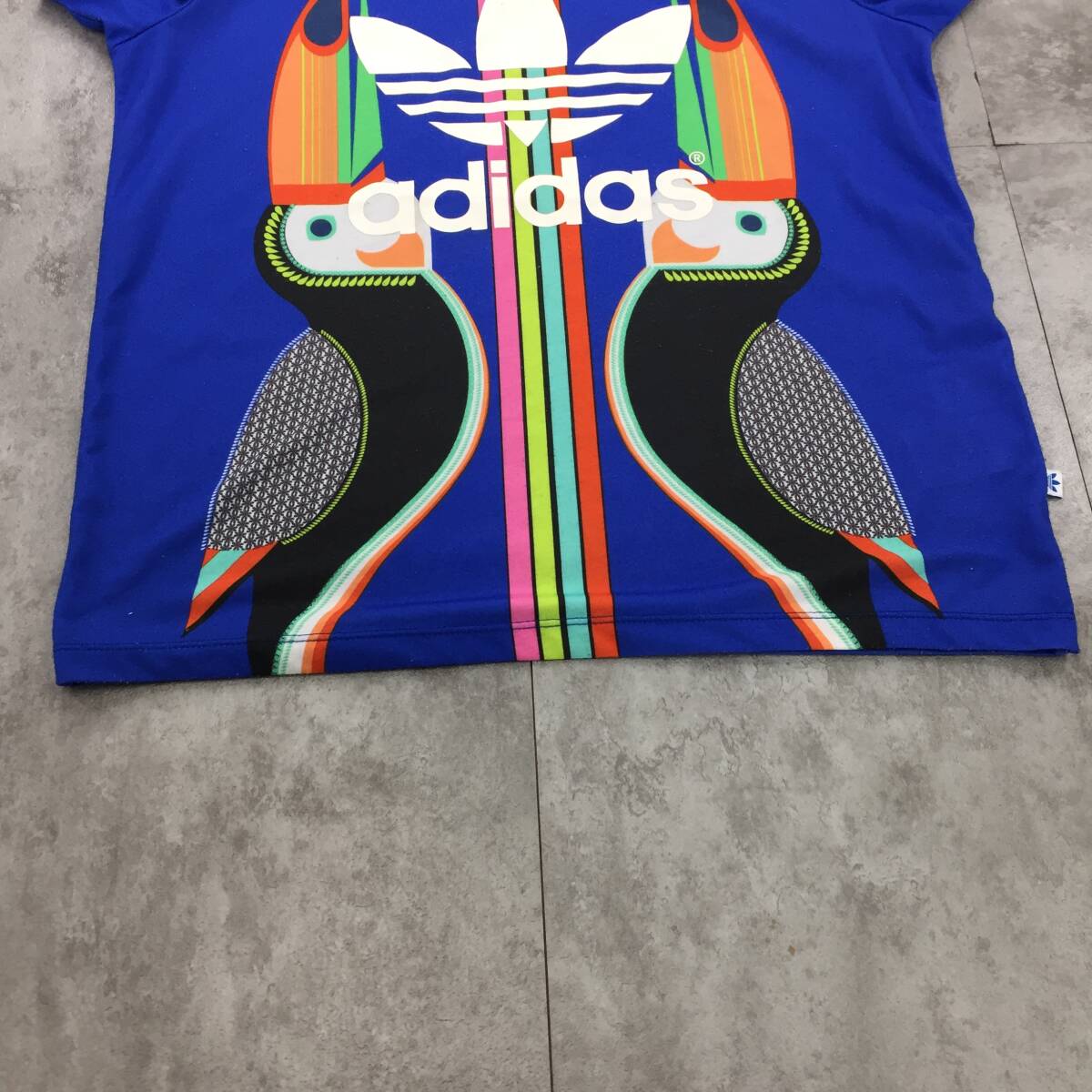 adidas アディダス 半袖Tシャツ プリント メンズ ブルー 青 Lサイズ_画像5