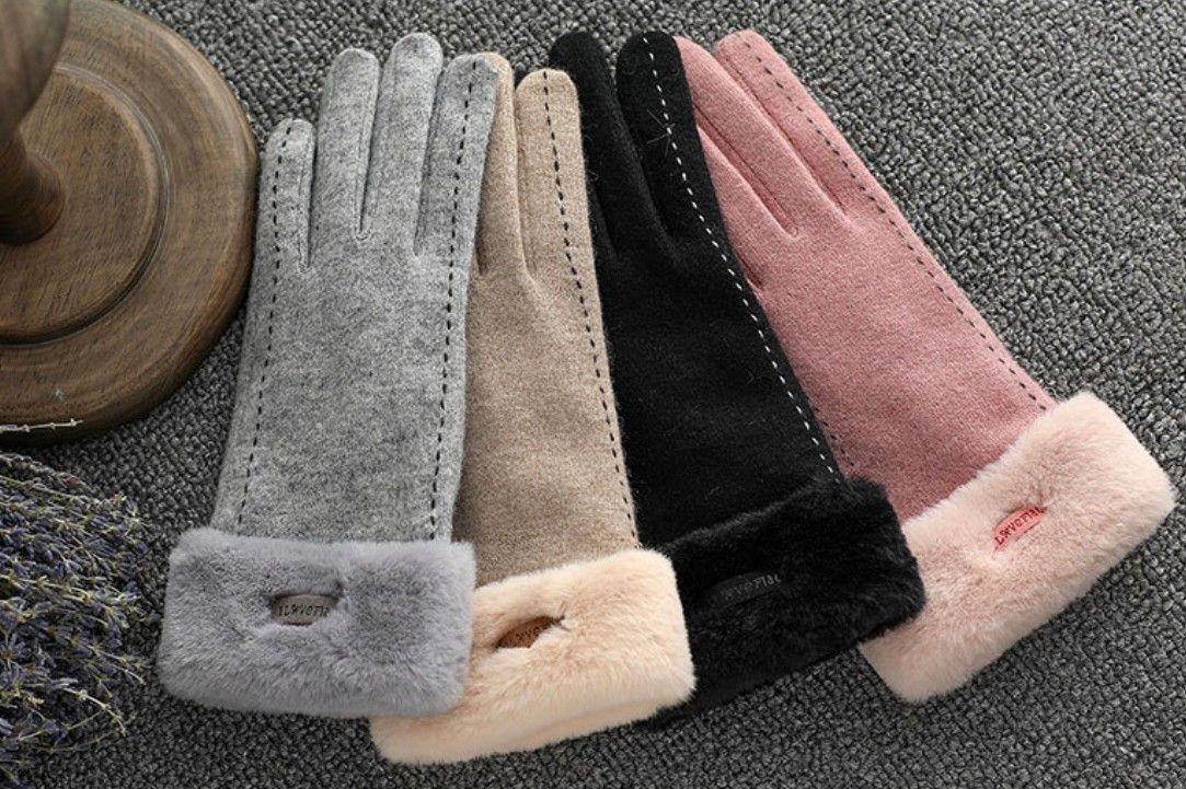 レディース 手袋 ブラック スマホ対応 ベルベット生地 プレゼント 防寒 保温 防寒対策