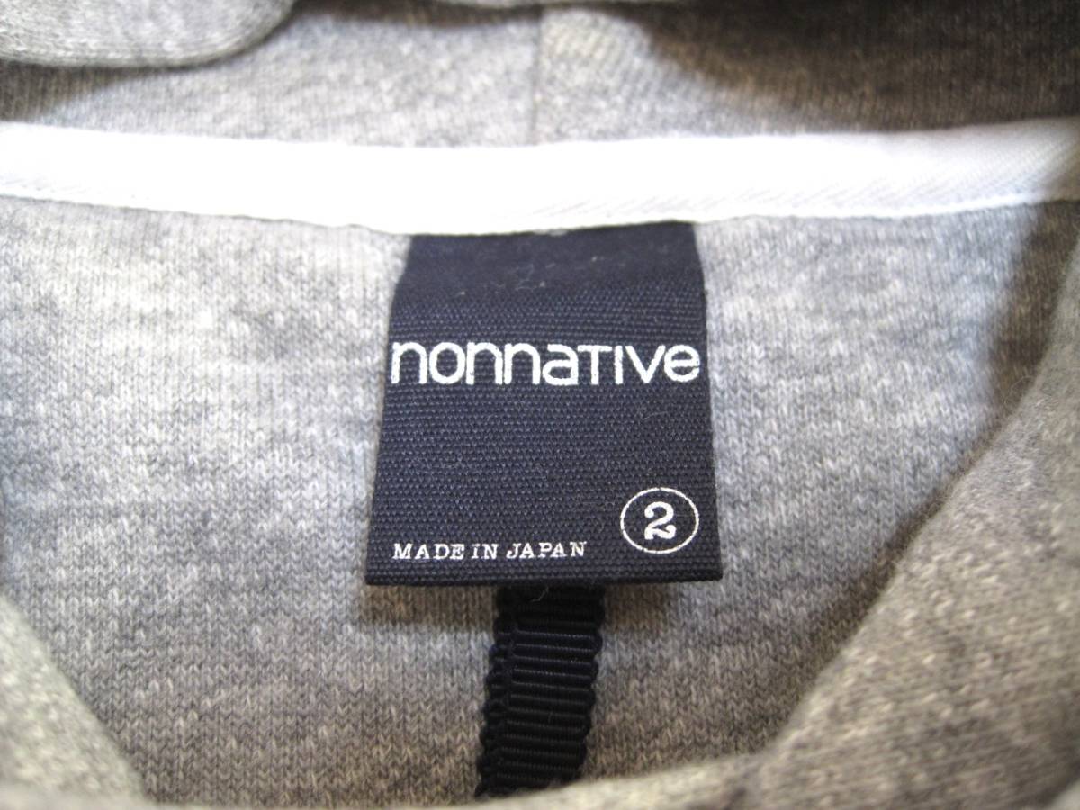 ノンネイティブ 【 nonnative 】 '08 SUMMER MARBLE SWEAT CUTOFF PARKA M.GRAY 7分袖 薄手 スウェットパーカ グレー 【 サイズ2 】_画像4