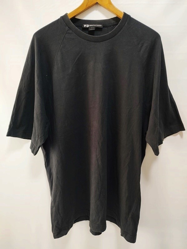Y-3 ワイスリー Yohji Yamamoto 黒 ブラック ラグランスリーブ Tシャツ バックプリントロゴ XLサイズ_画像5
