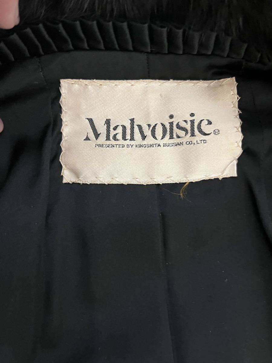 【結蜂】KO039 Malvoisie 毛皮コート ミンク ブラック 高級毛皮 セミロング ハーフコート 11号_画像2