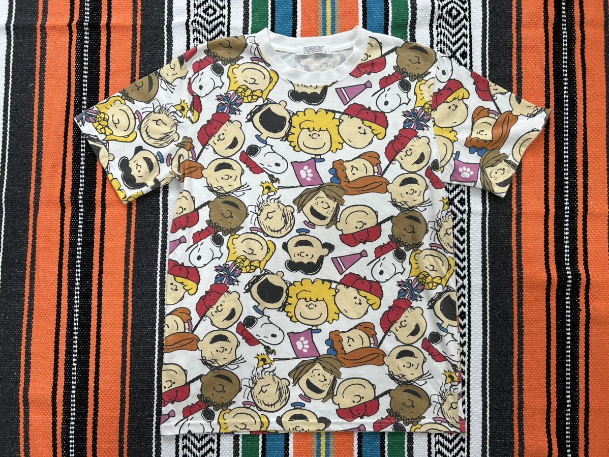 送料無料 スヌーピー Tシャツ ピーナッツ メンズ L チャーリーブラウン ルーシー 総柄 スプルース SPRUCE SNOOPY PEANUTS ヴィンテージ