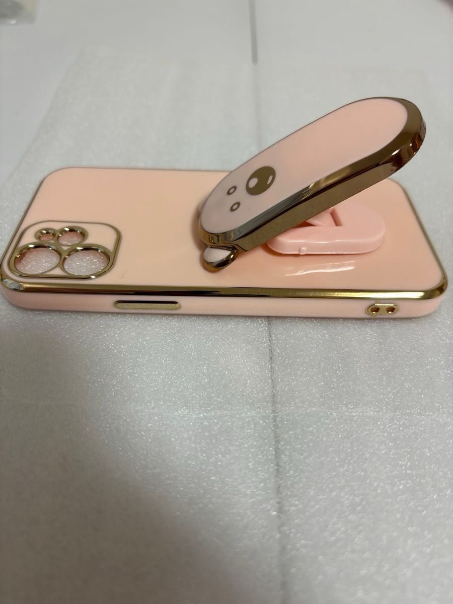 iphone 12 mini専用ケース《フィンガーグリップ兼スタンド付き》ピンク　おまけガラスフィルム付き