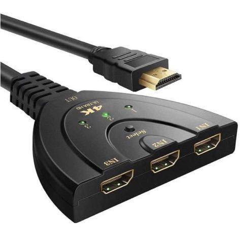 HDMI切替器 3入力1出力 4K 分配器 セレクター パソコン PS3 Xbox 3D 1080p 3D対応 電源不要 Chromecast Stick Xbox One ゲーム機レコーダー_画像1