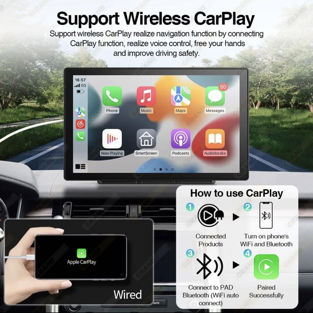 カーマルチメディアプレーヤー 9inch Android Auto Apple 音楽 ナビ 携帯 連動 タッチスクリーン VW 日産 TOYOTA 取付簡単 外付け 同期