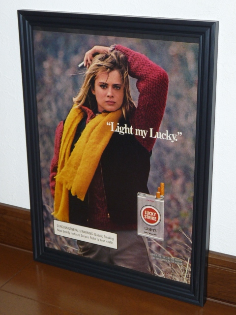 1985年 USA 洋書雑誌広告 額装品 Lucky Strike ラッキーストライク (A4size) / 検索用 店舗 ガレージ 看板 ディスプレイ AD サイン_画像1