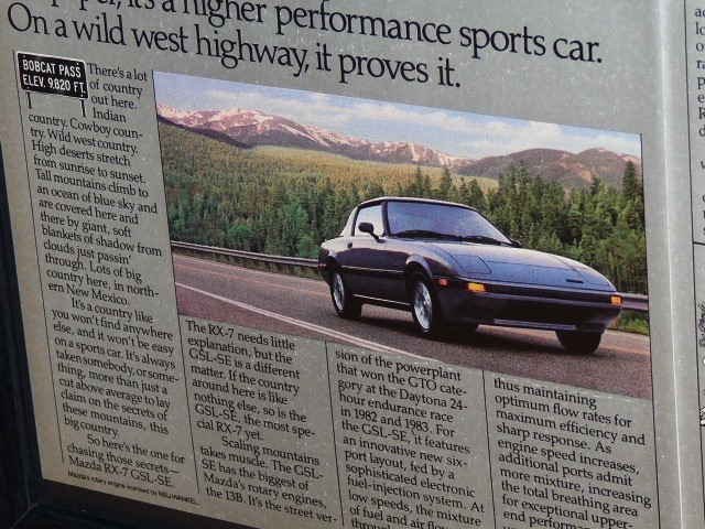 1985年 USA 80s 洋書雑誌広告 額装品 Mazda RX7 GSL-SE マツダ RX-7 (A3size) / 検索用 サバンナ 店舗 看板 ガレージ ディスプレイ 装飾 AD_画像5