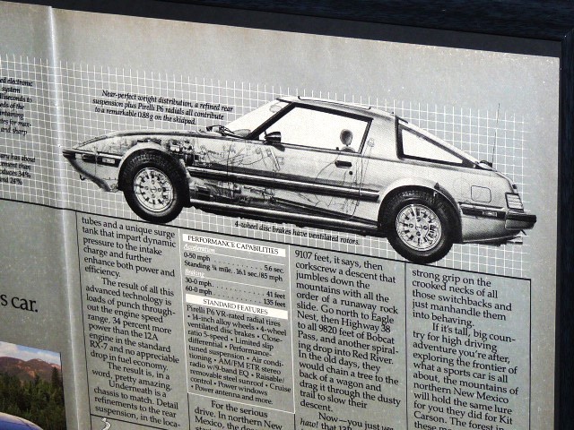 1985年 USA 80s 洋書雑誌広告 額装品 Mazda RX7 GSL-SE マツダ RX-7 (A3size) / 検索用 サバンナ 店舗 看板 ガレージ ディスプレイ 装飾 AD_画像6