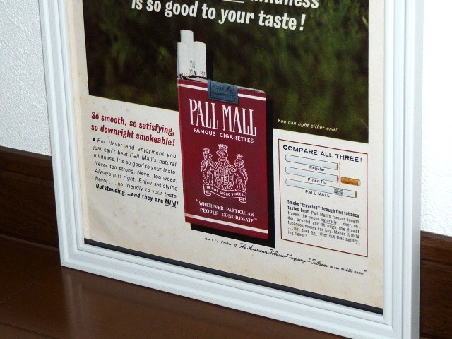 1963年 USA 洋書雑誌広告 額装品 Pall Mall ポールモール (A4size) / 検索用 Tobacco タバコ 店舗 ガレージ ディスプレイ 看板 装飾 サイン_画像3
